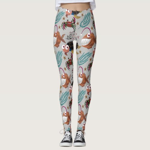 Aquatic animals pattern  ocean underwater life 37 leggings