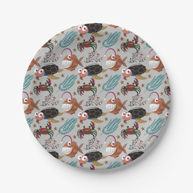 Aquatic animals pattern | ocean underwater life 37 paper plates (Front)
