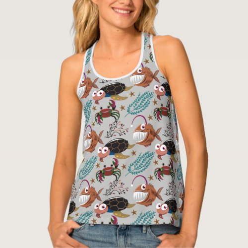 Aquatic animals pattern  ocean underwater life 37 tank top