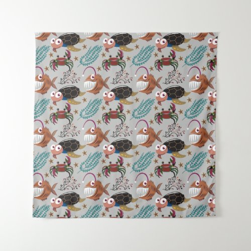 Aquatic animals pattern  ocean underwater life 37 tapestry