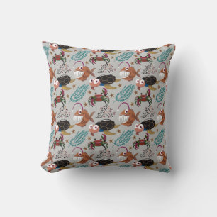 Aquatic animals pattern ocean underwater life 37 throw pillow