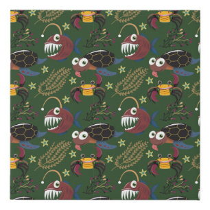 Aquatic animals pattern   ocean underwater life 38 faux canvas print