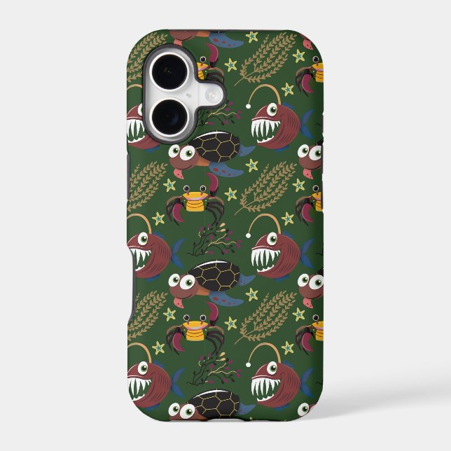 Aquatic animals pattern | ocean underwater life 38 iphone case (Back)