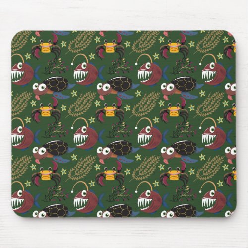 Aquatic animals pattern  ocean underwater life 38 mouse pad