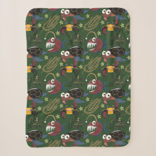 Aquatic animals pattern ocean underwater life 38 sherpa blanket