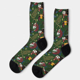 Aquatic animals pattern ocean underwater life 38 socks