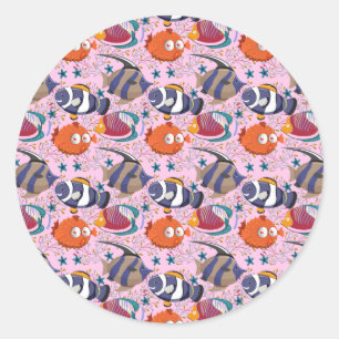 Aquatic animals pattern ocean underwater life 39 classic round sticker