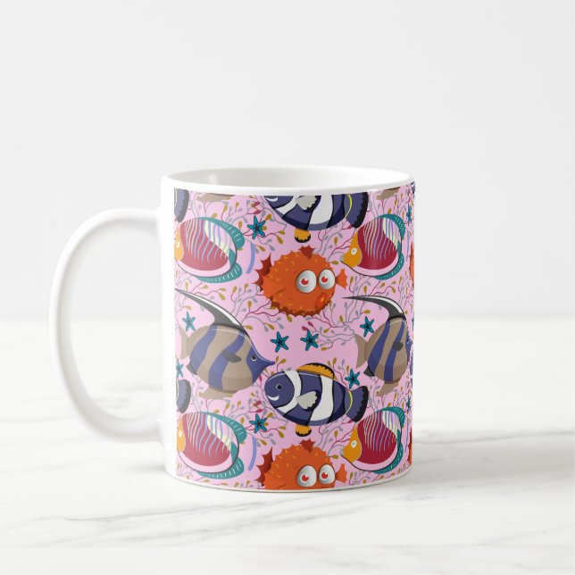 Aquatic animals pattern | ocean underwater life 39 coffee mug (Left)