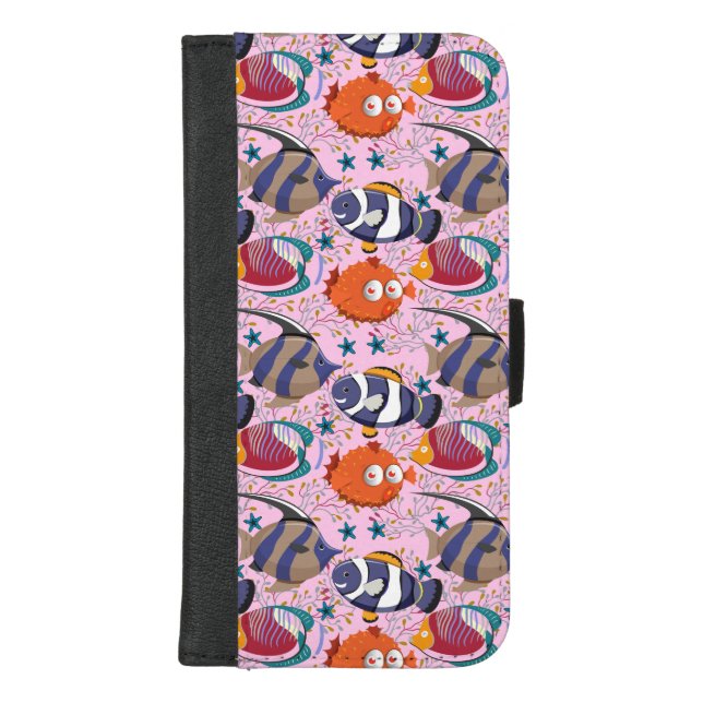 Aquatic animals pattern | ocean underwater life 39 iPhone wallet case (Front)