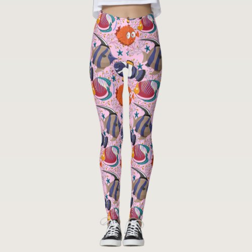 Aquatic animals pattern  ocean underwater life 39 leggings