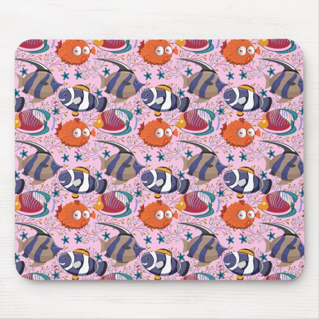 Aquatic animals pattern | ocean underwater life 39 mouse pad (Front)