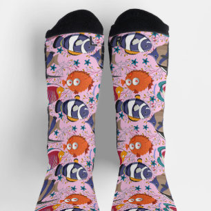 Aquatic animals pattern ocean underwater life 39 socks