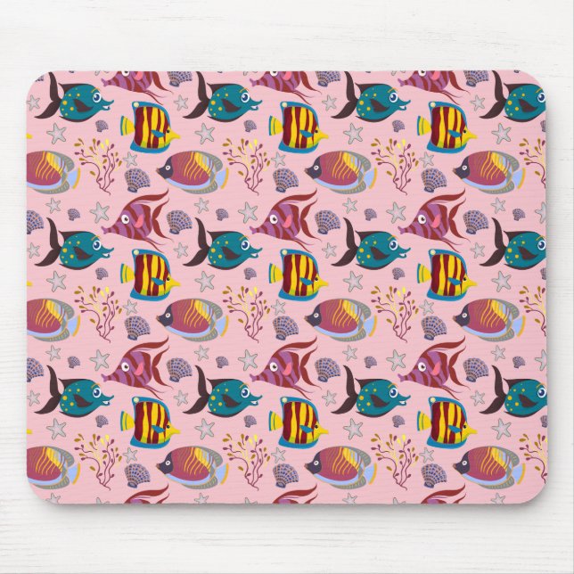Aquatic animals pattern | ocean underwater life 3 mouse pad (Front)