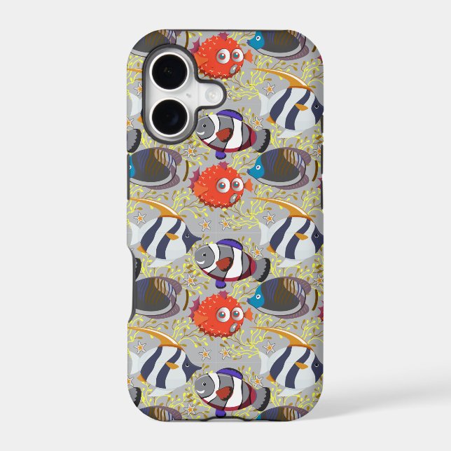 Aquatic animals pattern | ocean underwater life 40 iphone case (Back)