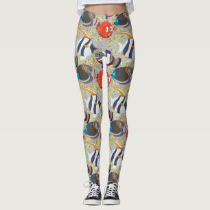 Aquatic animals pattern ocean underwater life 40 leggings
