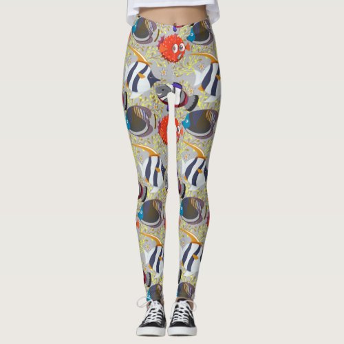 Aquatic animals pattern  ocean underwater life 40 leggings