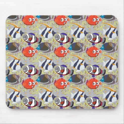 Aquatic animals pattern  ocean underwater life 40 mouse pad