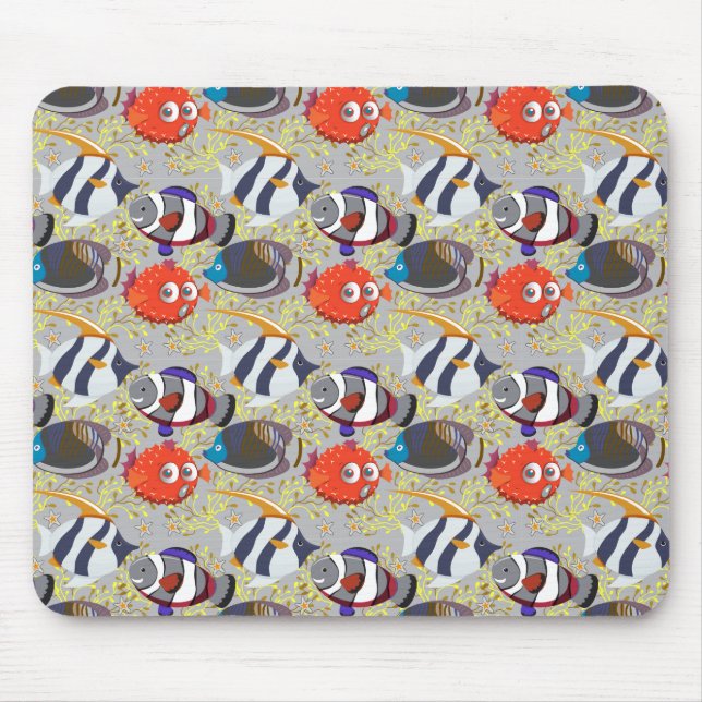 Aquatic animals pattern | ocean underwater life 40 mouse pad (Front)