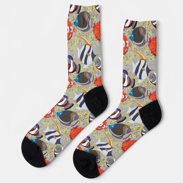Aquatic animals pattern | ocean underwater life 40 socks (Left)