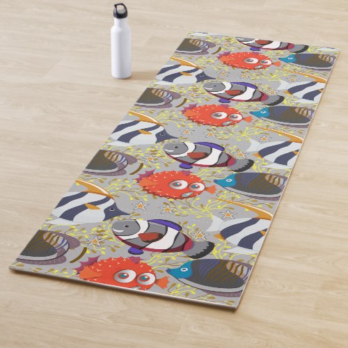 Aquatic animals pattern  ocean underwater life 40 yoga mat