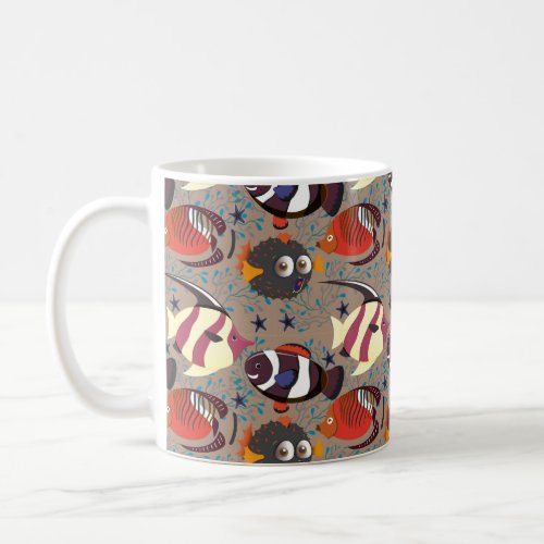 Aquatic animals pattern  ocean underwater life 41 coffee mug