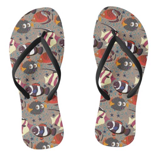 Aquatic animals pattern  ocean underwater life 41 flip flops