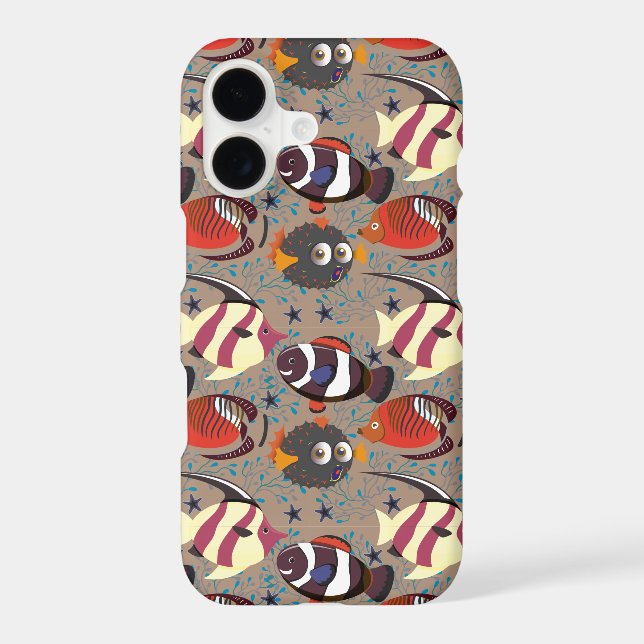 Aquatic animals pattern | ocean underwater life 41 iphone case (Back)