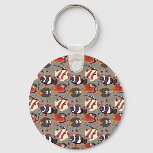 Aquatic animals pattern  ocean underwater life 41 keychain