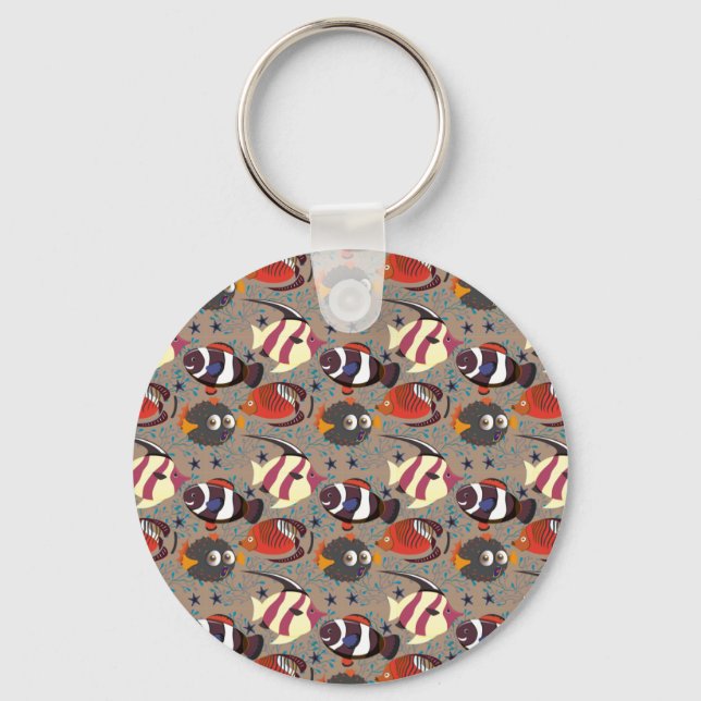 Aquatic animals pattern | ocean underwater life 41 keychain (Front)