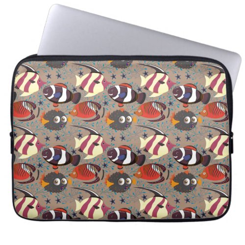 Aquatic animals pattern  ocean underwater life 41 laptop sleeve