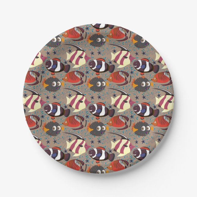 Aquatic animals pattern | ocean underwater life 41 paper plates (Front)