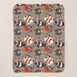 Aquatic animals pattern ocean underwater life 41 sherpa blanket