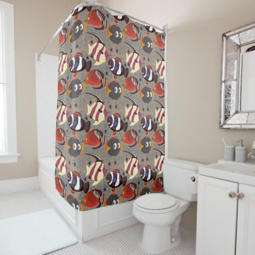 Aquatic animals pattern  ocean underwater life 41 shower curtain