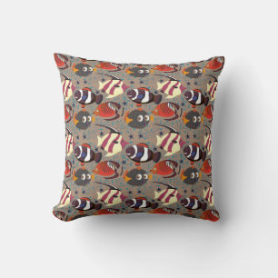 Aquatic animals pattern ocean underwater life 41 throw pillow
