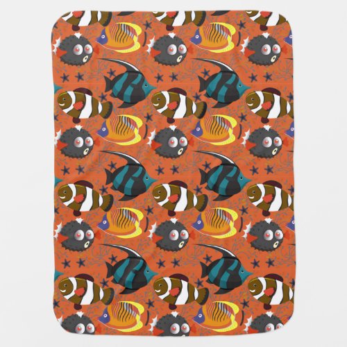 Aquatic animals pattern  ocean underwater life 42 baby blanket