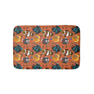 Aquatic animals pattern ocean underwater life 42 bath mat