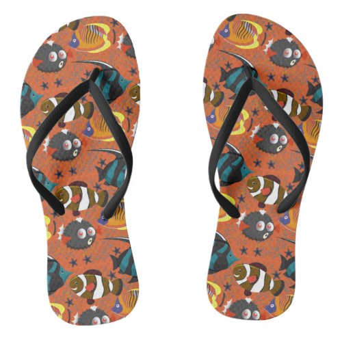 Aquatic animals pattern  ocean underwater life 42 flip flops