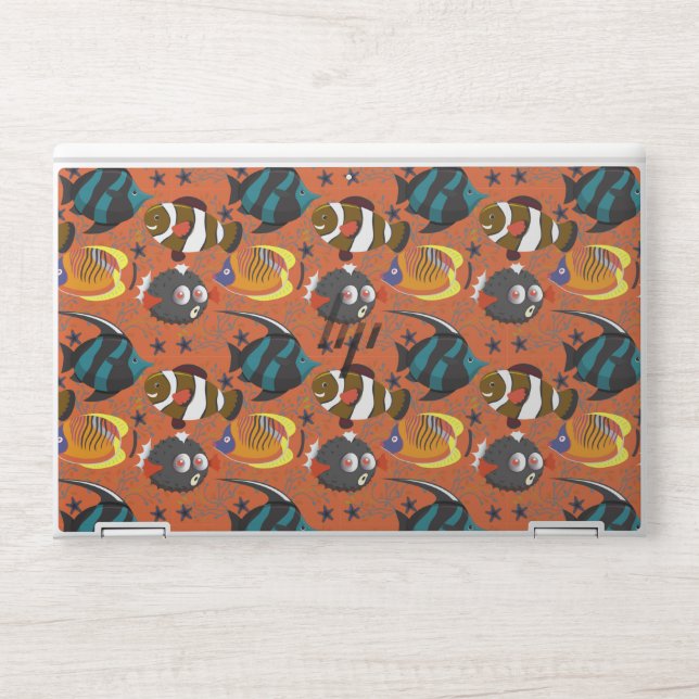 Aquatic animals pattern | ocean underwater life 42 HP laptop skin (Front)