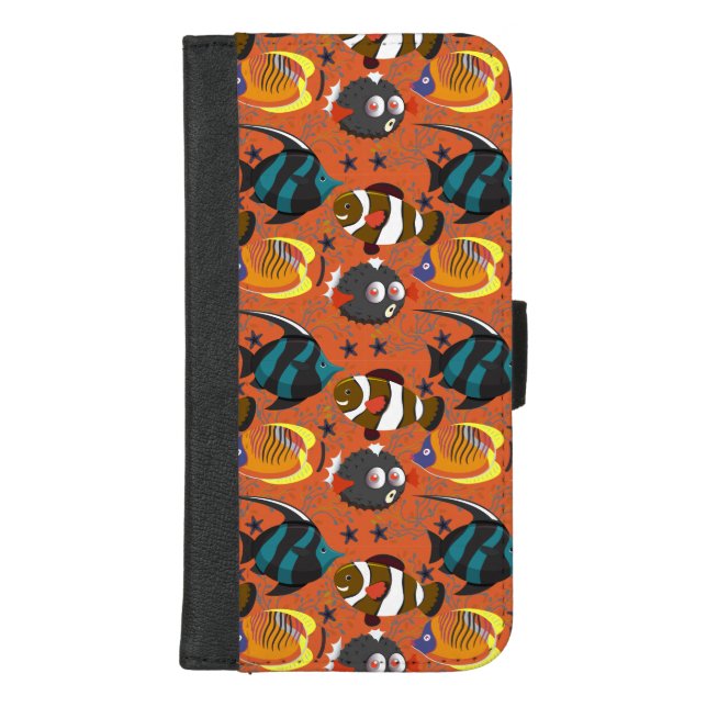 Aquatic animals pattern | ocean underwater life 42 iPhone wallet case (Front)