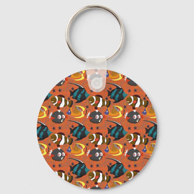 Aquatic animals pattern | ocean underwater life 42 keychain (Front)