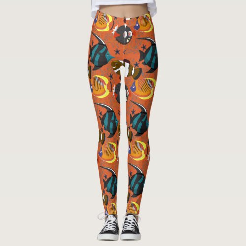 Aquatic animals pattern  ocean underwater life 42 leggings