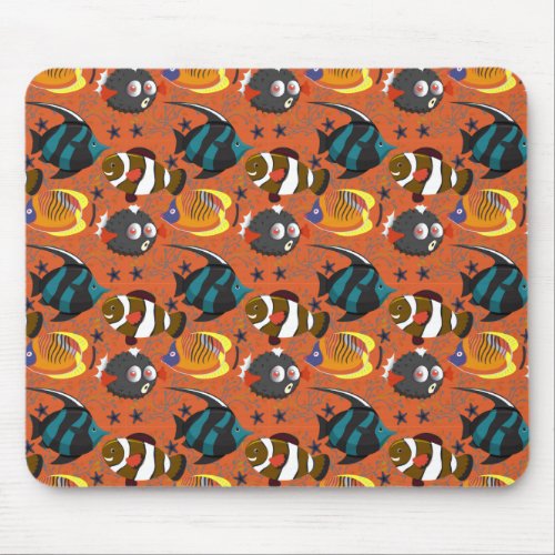 Aquatic animals pattern  ocean underwater life 42 mouse pad