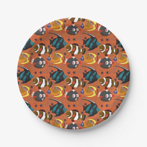 Aquatic animals pattern  ocean underwater life 42 paper plates