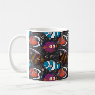 Aquatic animals pattern ocean underwater life 43 coffee mug