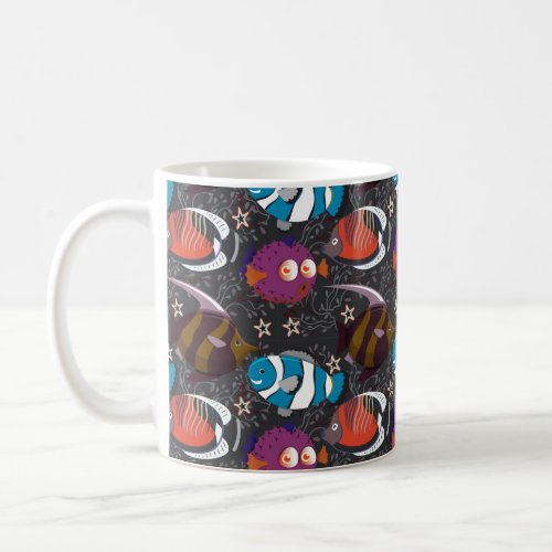 Aquatic animals pattern  ocean underwater life 43 coffee mug