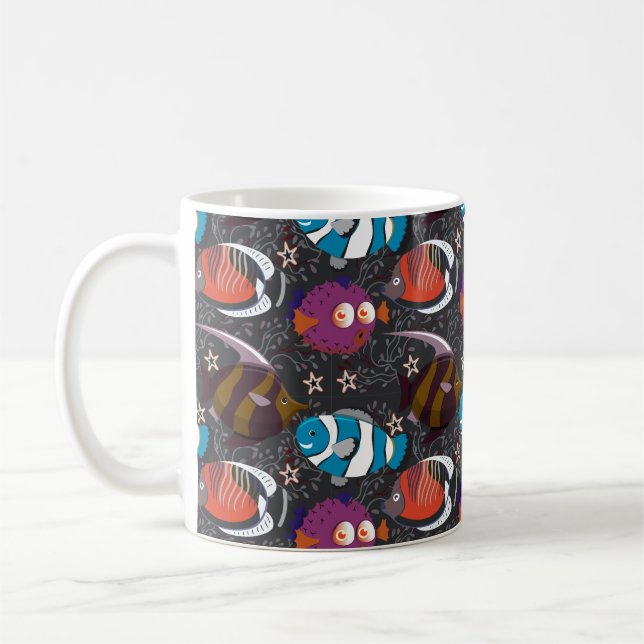 Aquatic animals pattern | ocean underwater life 43 coffee mug (Left)