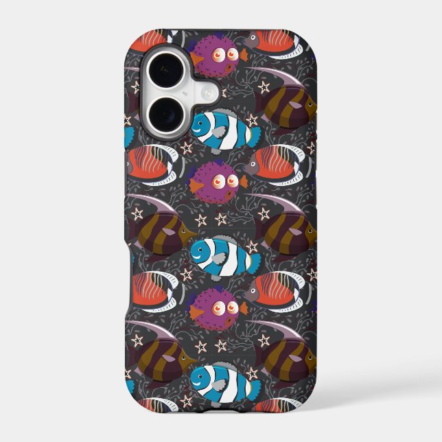 Aquatic animals pattern | ocean underwater life 43 iphone case (Back)