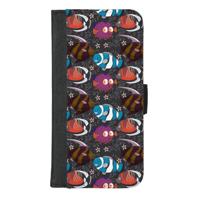 Aquatic animals pattern | ocean underwater life 43 iPhone wallet case (Front)