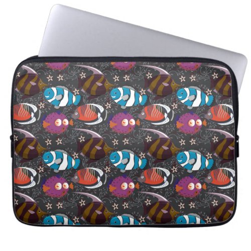 Aquatic animals pattern  ocean underwater life 43 laptop sleeve