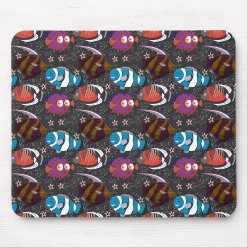 Aquatic animals pattern  ocean underwater life 43 mouse pad